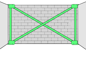 Renforcement parasismique de la maçonnerie avec des lamelles collées et ancrées dans les plafonds.