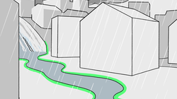 Corridor pour la circulation coordonnée des eaux de ruissellement entre les bâtiments