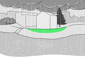 Pour la protection contre les dangers naturels gravitationnels, la conception des environs offre beaucoup de potentiel. Les possibilités vont de petites différences de niveau à des digues de protection.